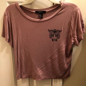 Pink tiger crop tee